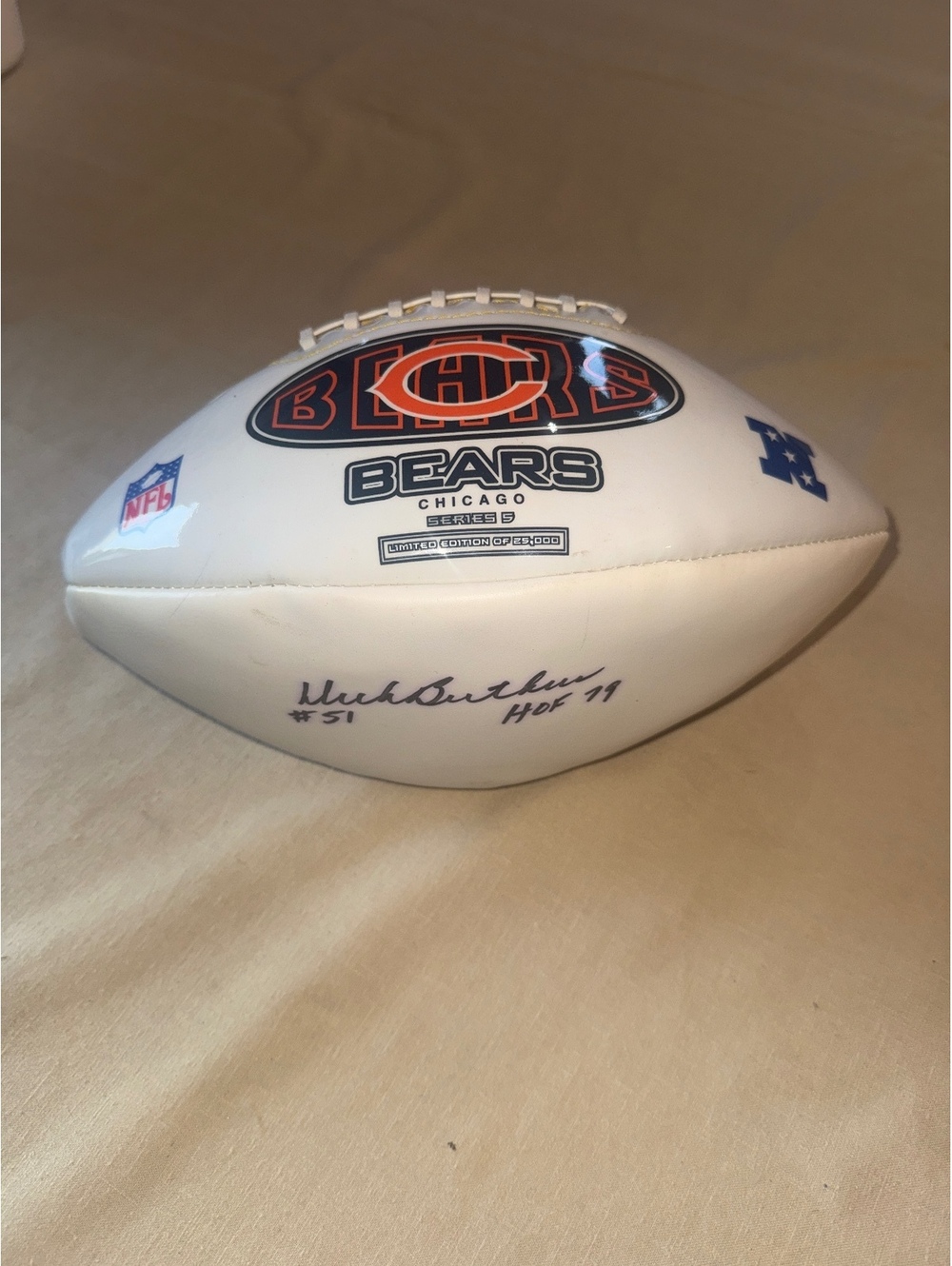 • Dick Butkus Signed Chicago Bears Football Autographed #51 HOF 79
